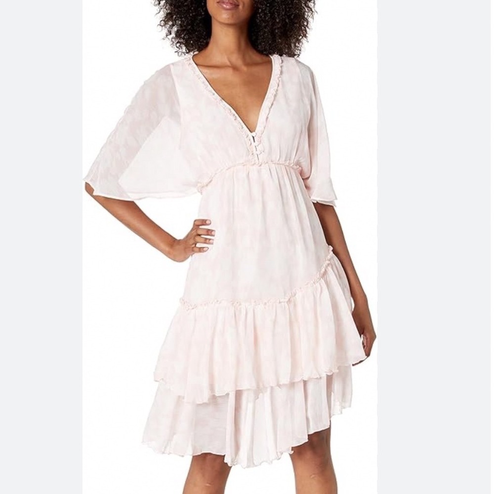 Bcbgmaxazria Short Sleeve Tiered Ruffle Dress in Potpourri Medium NWT - Picture 6 of 6